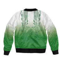 Philippines Barong Style Bomber Jacket with Polynesian Art and Leaf Motif Green Color LT03 - Polynesian Pride