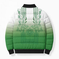 Philippines Barong Style Bomber Puffer Jacket with Polynesian Art and Leaf Motif Green Color LT03 - Polynesian Pride