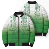 Philippines Barong Style Bomber Puffer Jacket with Polynesian Art and Leaf Motif Green Color LT03 - Polynesian Pride