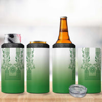 Philippines Barong Style 4 in 1 Can Cooler Tumbler with Polynesian Art and Leaf Motif Green Color