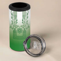 Philippines Barong Style 4 in 1 Can Cooler Tumbler with Polynesian Art and Leaf Motif Green Color