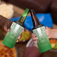 Philippines Barong Style 4 in 1 Can Cooler Tumbler with Polynesian Art and Leaf Motif Green Color