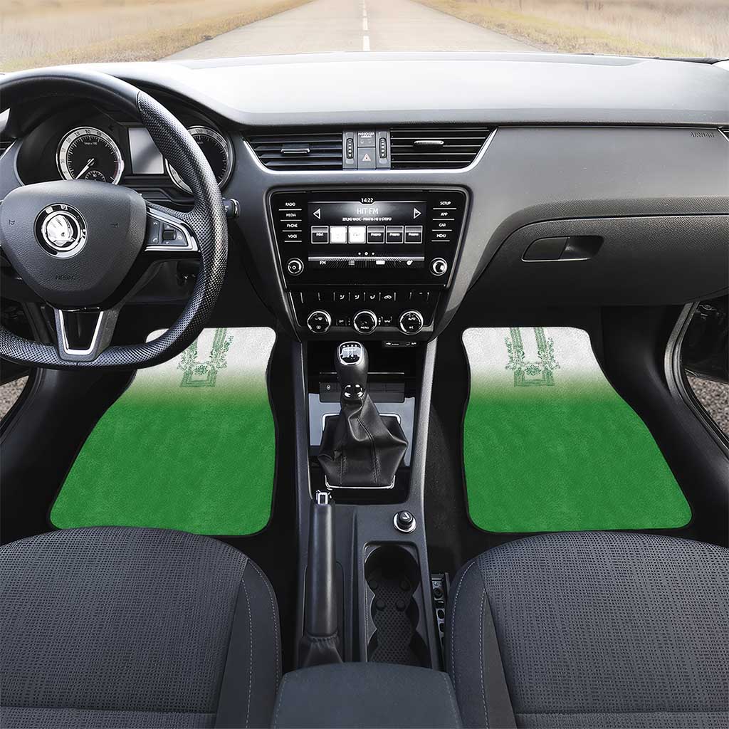 Philippines Barong Style Car Mats with Polynesian Art and Leaf Motif Green Color LT03 Set 2pcs - Front Green - Polynesian Pride