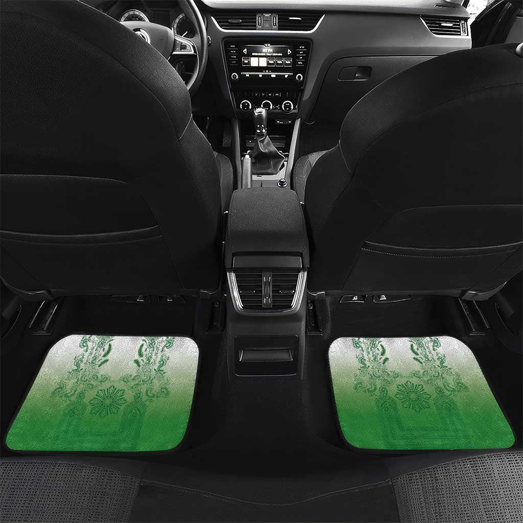 Philippines Barong Style Car Mats with Polynesian Art and Leaf Motif Green Color LT03 Set 2pcs - Back Green - Polynesian Pride