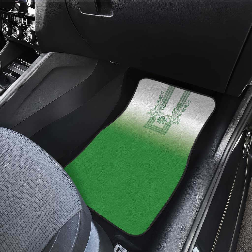 Philippines Barong Style Car Mats with Polynesian Art and Leaf Motif Green Color LT03 - Polynesian Pride