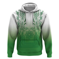 Philippines Barong Style Hoodie with Polynesian Art and Leaf Motif Green Color LT03 Pullover Hoodie Green - Polynesian Pride