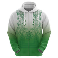 Philippines Barong Style Hoodie with Polynesian Art and Leaf Motif Green Color LT03 - Polynesian Pride