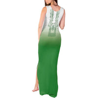Philippines Barong Style Tank Maxi Dress with Polynesian Art and Leaf Motif Green Color LT03 - Polynesian Pride