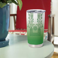 Philippines Barong Style Tumbler Cup with Polynesian Art and Leaf Motif Green Color LT03 - Polynesian Pride