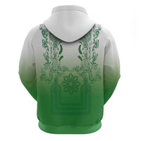 Philippines Barong Style Zip Hoodie with Polynesian Art and Leaf Motif Green Color LT03 - Polynesian Pride