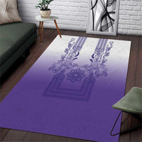 Philippines Barong Style Area Rug with Polynesian Art and Leaf Motif Purple Color