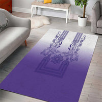 Philippines Barong Style Area Rug with Polynesian Art and Leaf Motif Purple Color