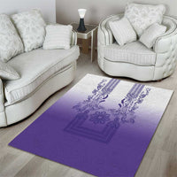 Philippines Barong Style Area Rug with Polynesian Art and Leaf Motif Purple Color