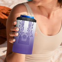 Philippines Barong Style 4 in 1 Can Cooler Tumbler with Polynesian Art and Leaf Motif Purple Color
