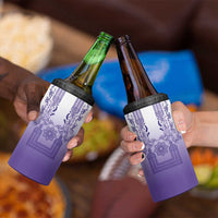 Philippines Barong Style 4 in 1 Can Cooler Tumbler with Polynesian Art and Leaf Motif Purple Color