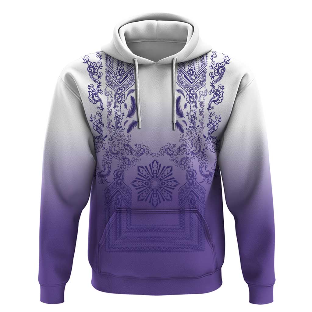 Philippines Barong Style Hoodie with Polynesian Art and Leaf Motif Purple Color LT03 Pullover Hoodie Purple - Polynesian Pride