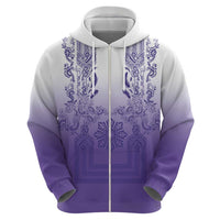 Philippines Barong Style Hoodie with Polynesian Art and Leaf Motif Purple Color LT03 - Polynesian Pride