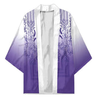 Philippines Barong Style Kimono with Polynesian Art and Leaf Motif Purple Color LT03 Unisex Purple - Polynesian Pride