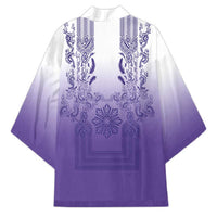 Philippines Barong Style Kimono with Polynesian Art and Leaf Motif Purple Color LT03 - Polynesian Pride