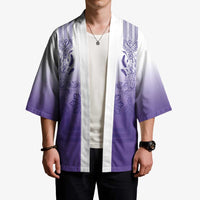 Philippines Barong Style Kimono with Polynesian Art and Leaf Motif Purple Color LT03 - Polynesian Pride
