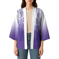 Philippines Barong Style Kimono with Polynesian Art and Leaf Motif Purple Color LT03 - Polynesian Pride