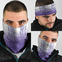 Philippines Barong Style Neck Gaiter with Polynesian Art and Leaf Motif Purple Color