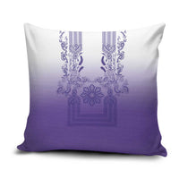 Philippines Barong Style Pillow Cover with Polynesian Art and Leaf Motif Purple Color