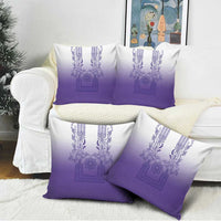 Philippines Barong Style Pillow Cover with Polynesian Art and Leaf Motif Purple Color