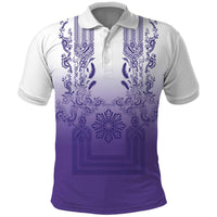 Philippines Barong Style Polo Shirt with Polynesian Art and Leaf Motif Purple Color LT03 Purple - Polynesian Pride