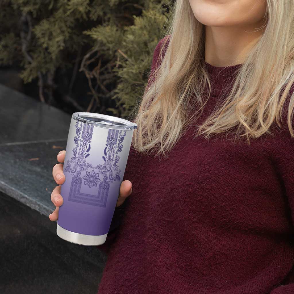 Philippines Barong Style Tumbler Cup with Polynesian Art and Leaf Motif Purple Color LT03 - Polynesian Pride