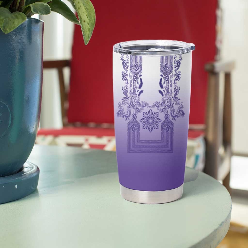 Philippines Barong Style Tumbler Cup with Polynesian Art and Leaf Motif Purple Color LT03 - Polynesian Pride