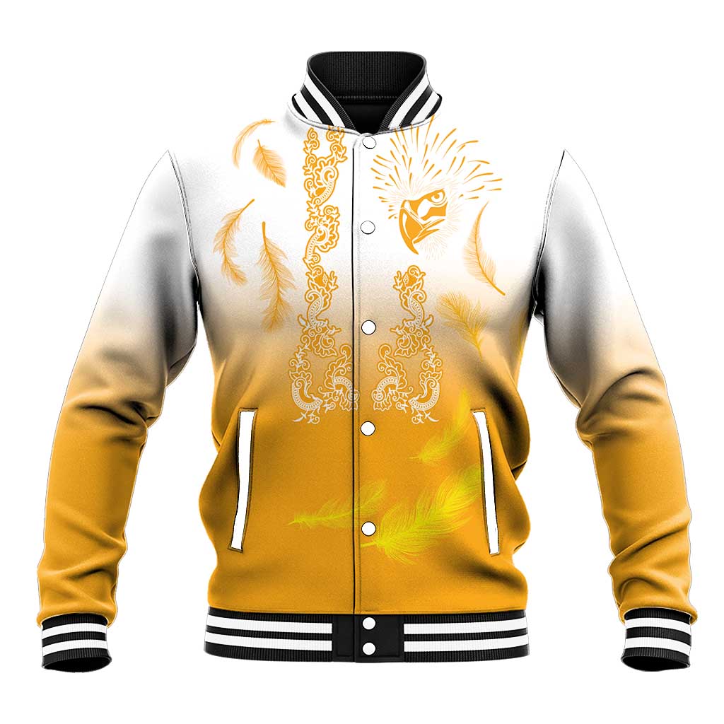 Philippines National Costume Style Baseball Jacket Barong Tagalog and Eagle Feather Yellow Color LT03 Unisex Yellow - Polynesian Pride