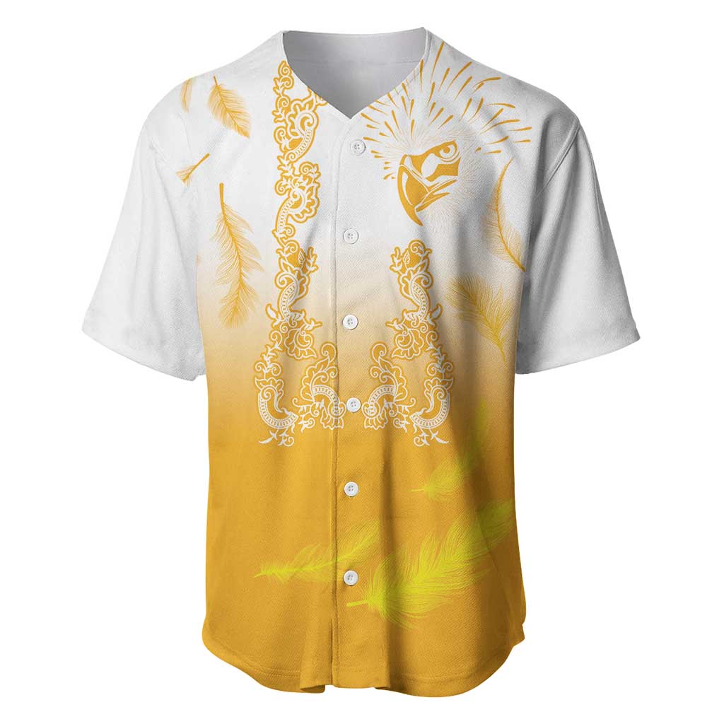 Philippines National Costume Style Baseball Jersey Barong Tagalog and Eagle Feather Yellow Color