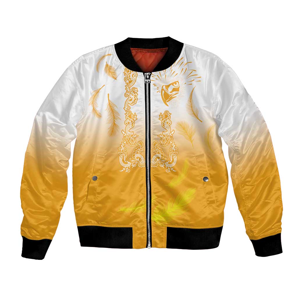Philippines National Costume Style Bomber Jacket Barong Tagalog and Eagle Feather Yellow Color LT03 Unisex Yellow - Polynesian Pride
