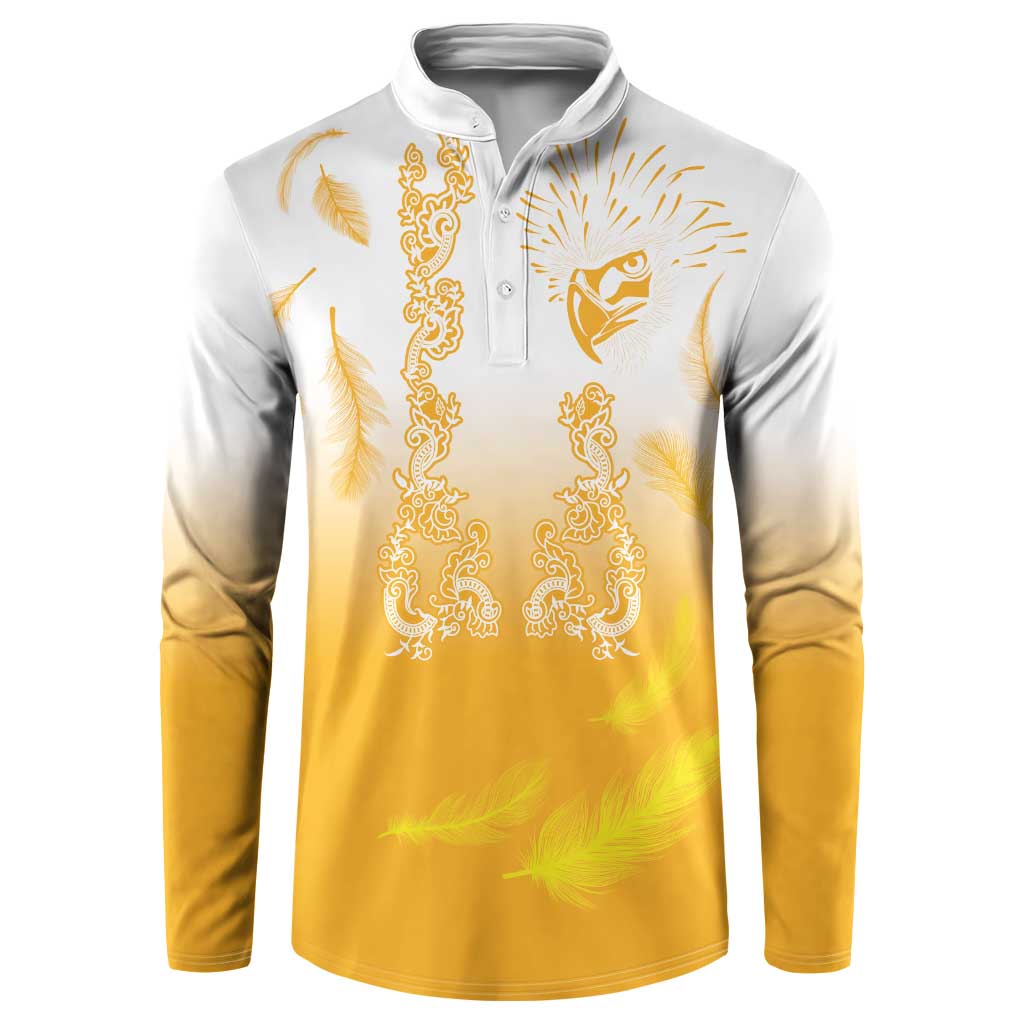 Philippines National Costume Style Button Sweatshirt Barong Tagalog and Eagle Feather Yellow Color LT03 Yellow - Polynesian Pride