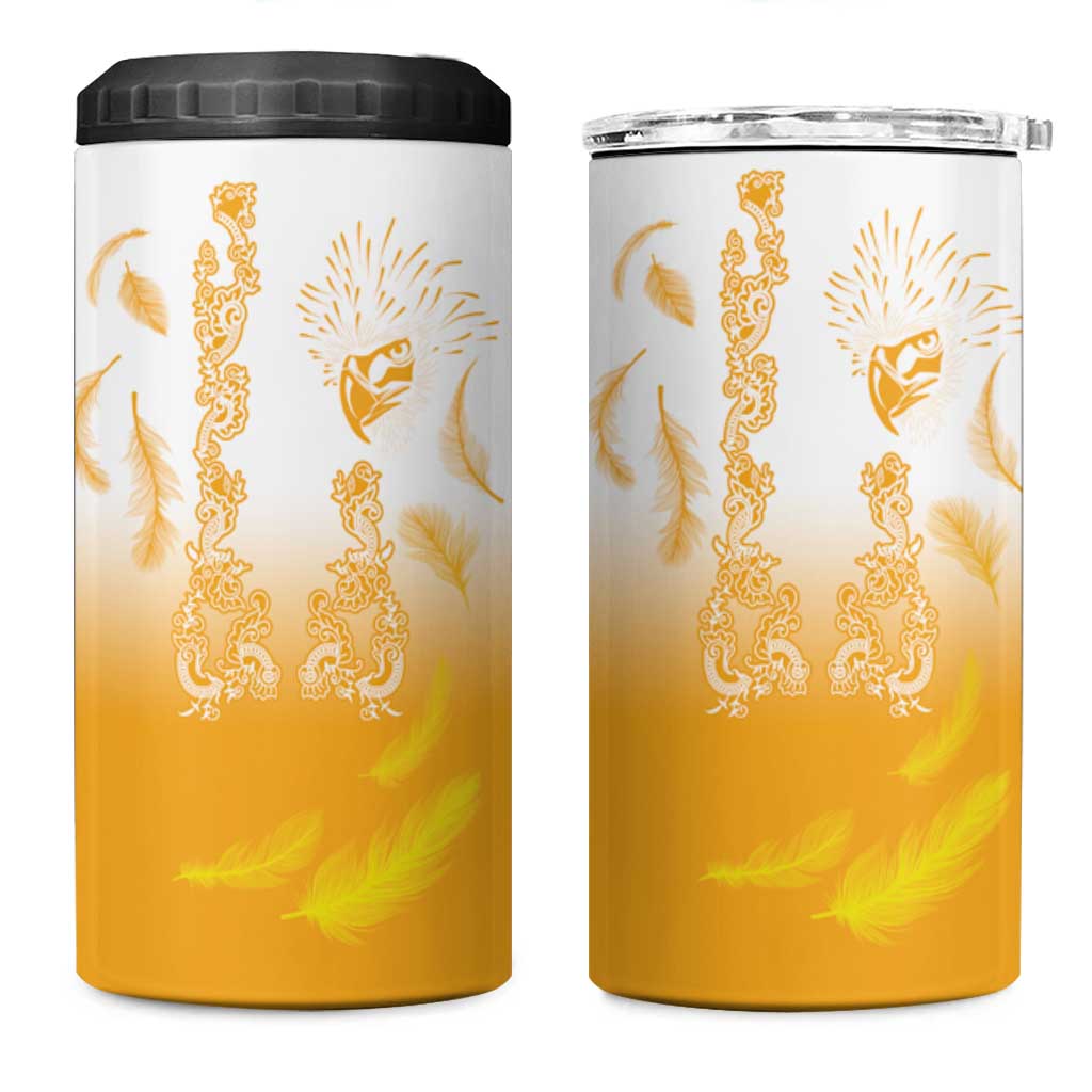 Philippines National Costume Style 4 in 1 Can Cooler Tumbler Barong Tagalog and Eagle Feather Yellow Color LT03 One Size: 16 oz Yellow - Polynesian Pride