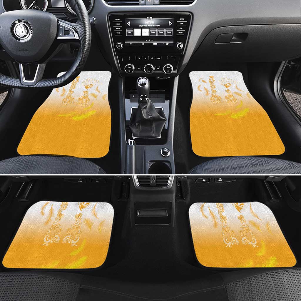 Philippines National Costume Style Car Mats Barong Tagalog and Eagle Feather Yellow Color LT03 Set 4pcs Yellow - Polynesian Pride