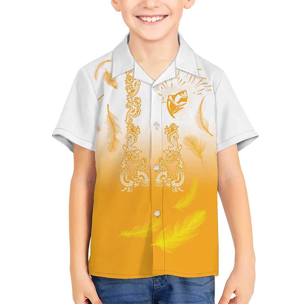 Philippines National Costume Style Kid Hawaiian Shirt Barong Tagalog and Eagle Feather Yellow Color LT03 Kid Yellow - Polynesian Pride