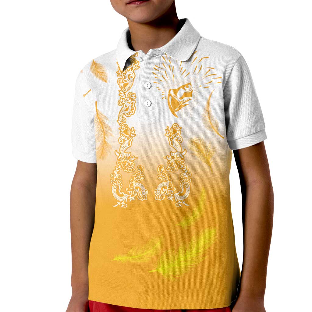 Philippines National Costume Style Kid Polo Shirt Barong Tagalog and Eagle Feather Yellow Color LT03 Kid Yellow - Polynesian Pride