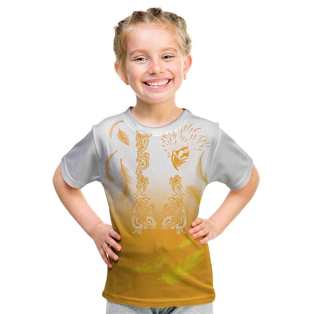 Philippines National Costume Style Kid T Shirt Barong Tagalog and Eagle Feather Yellow Color LT03 Yellow - Polynesian Pride