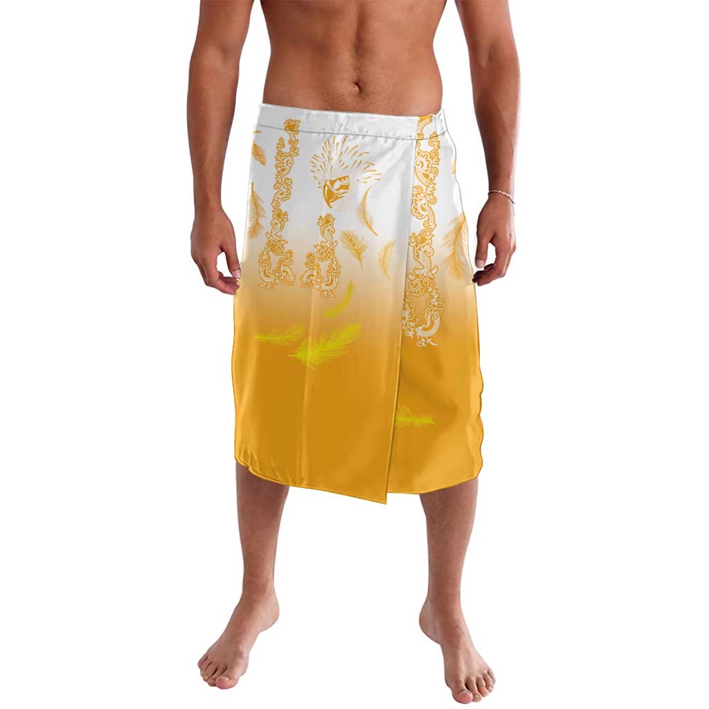 Philippines National Costume Style Lavalava Barong Tagalog and Eagle Feather Yellow Color