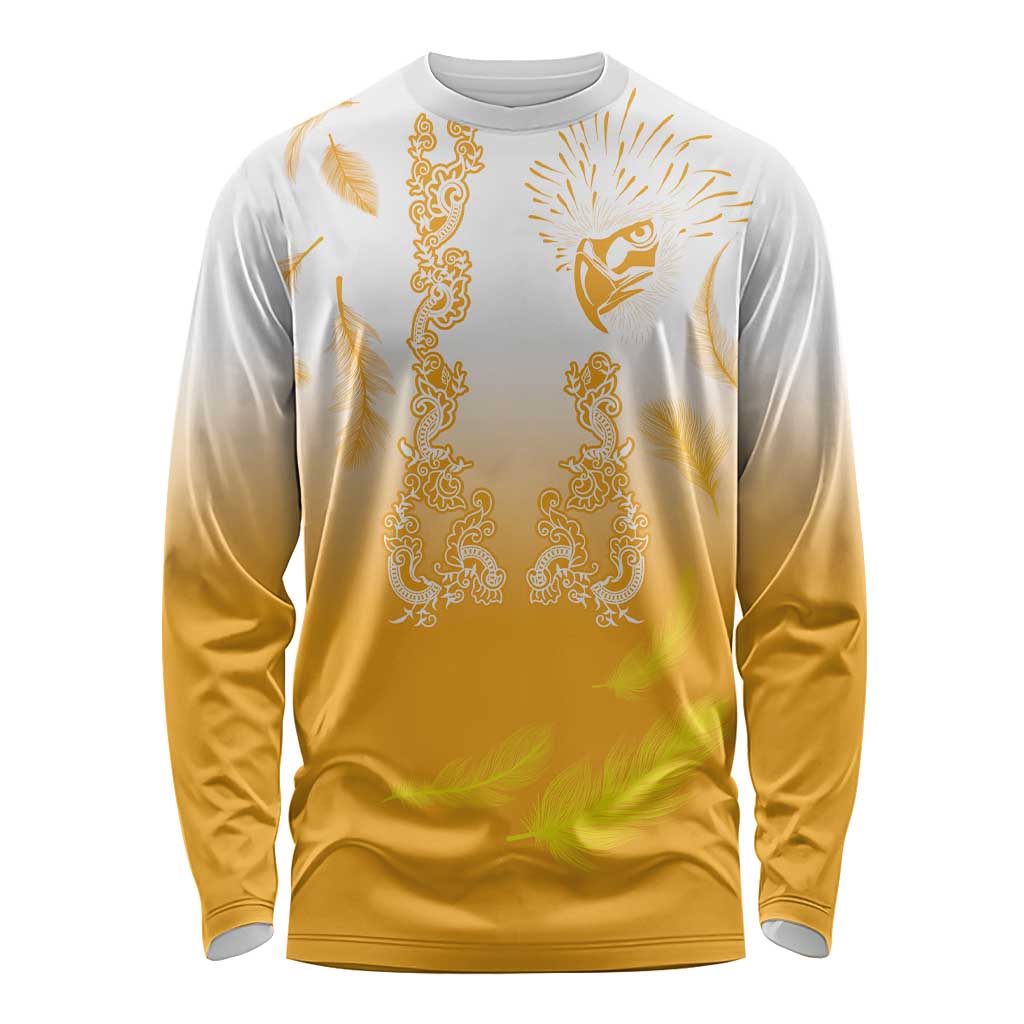 Philippines National Costume Style Long Sleeve Shirt Barong Tagalog and Eagle Feather Yellow Color LT03 Unisex Yellow - Polynesian Pride