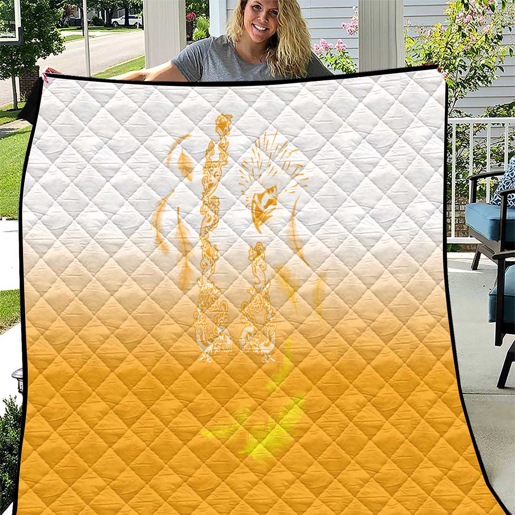 Philippines National Costume Style Quilt Barong Tagalog and Eagle Feather Yellow Color LT03 Yellow - Polynesian Pride