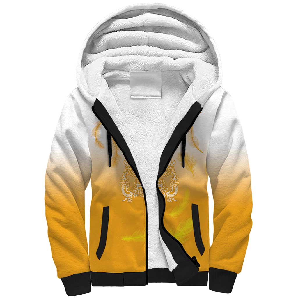 Philippines National Costume Style Sherpa Hoodie Barong Tagalog and Eagle Feather Yellow Color LT03 Unisex Yellow - Polynesian Pride