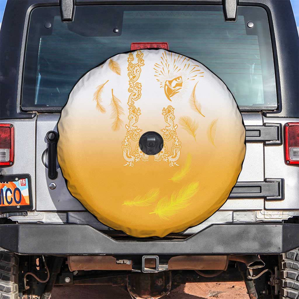 Philippines National Costume Style Spare Tire Cover Barong Tagalog and Eagle Feather Yellow Color LT03 Yellow - Polynesian Pride