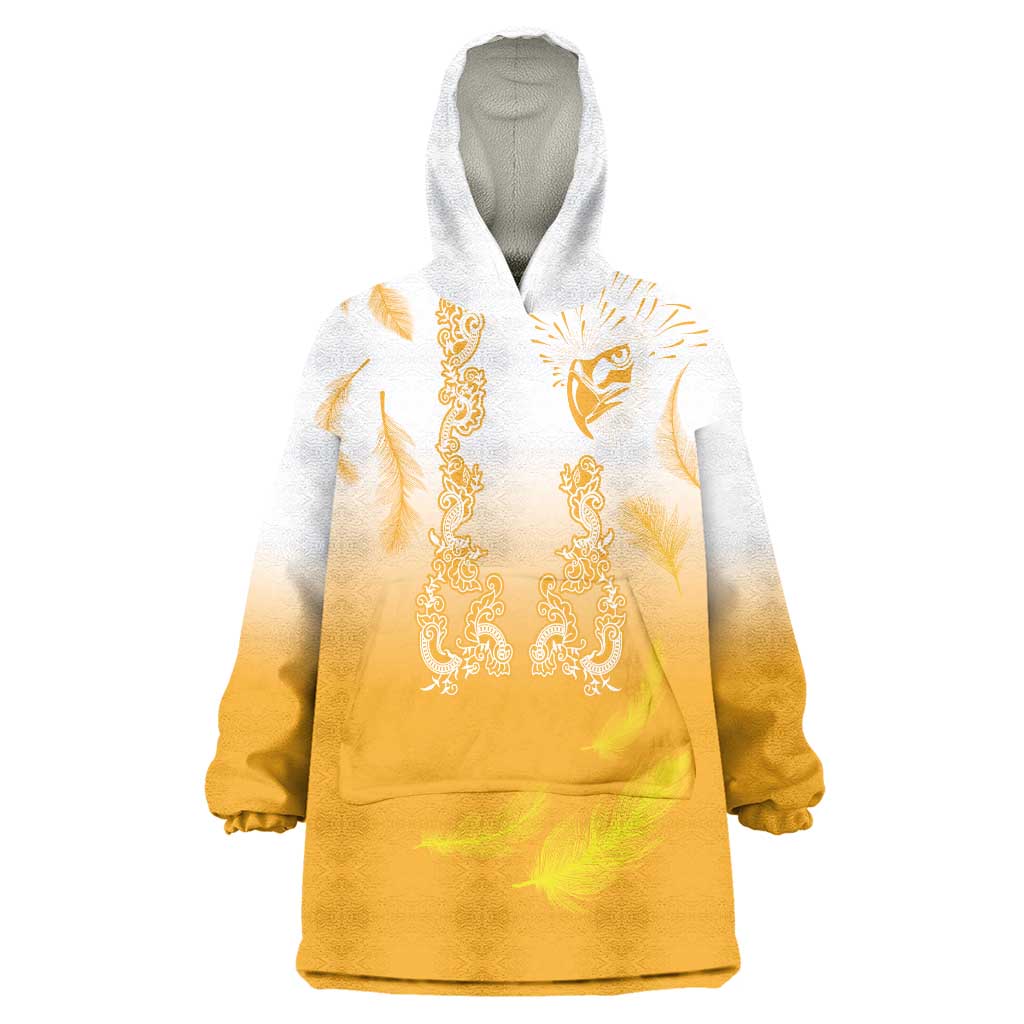 Philippines National Costume Style Wearable Blanket Hoodie Barong Tagalog and Eagle Feather Yellow Color LT03 One Size Yellow - Polynesian Pride
