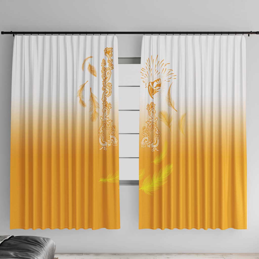 Philippines National Costume Style Window Curtain Barong Tagalog and Eagle Feather Yellow Color LT03 With Hooks Yellow - Polynesian Pride