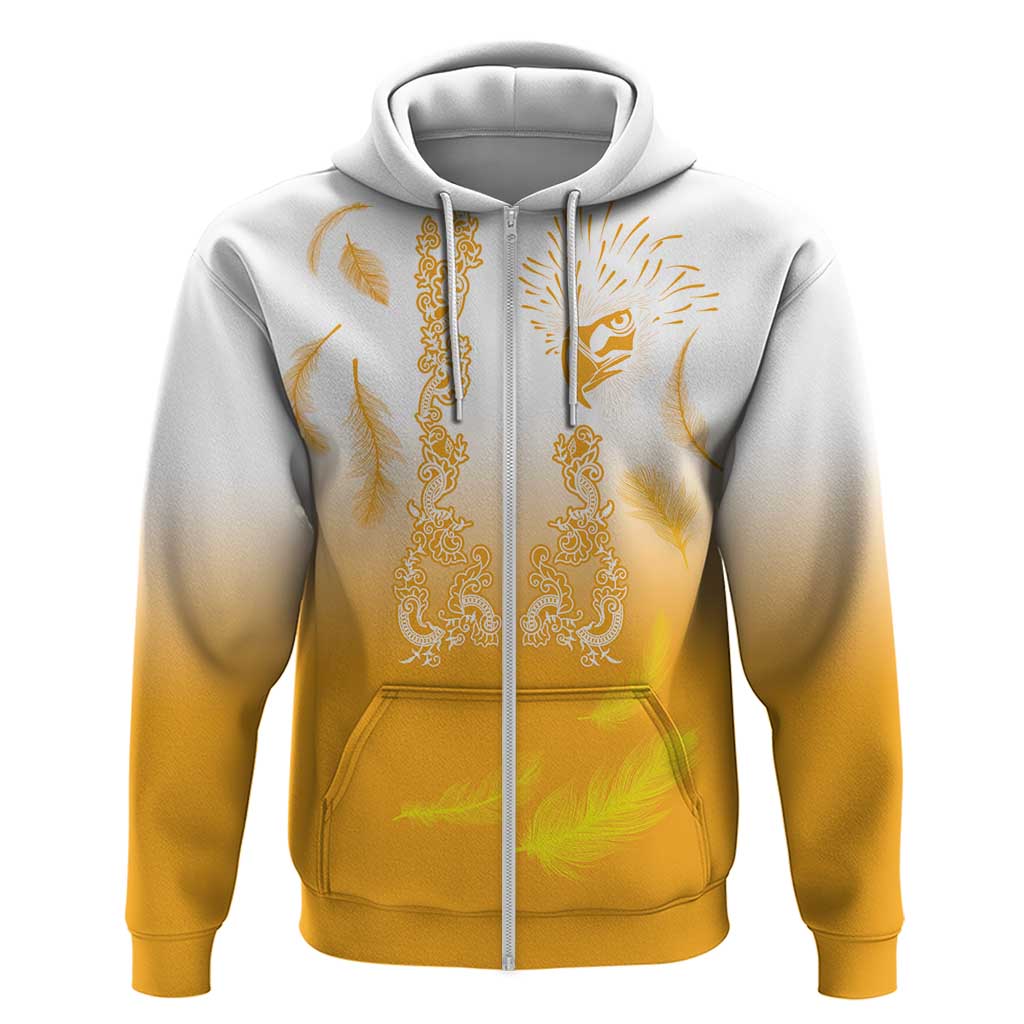 Philippines National Costume Style Zip Hoodie Barong Tagalog and Eagle Feather Yellow Color LT03 Zip Hoodie Yellow - Polynesian Pride