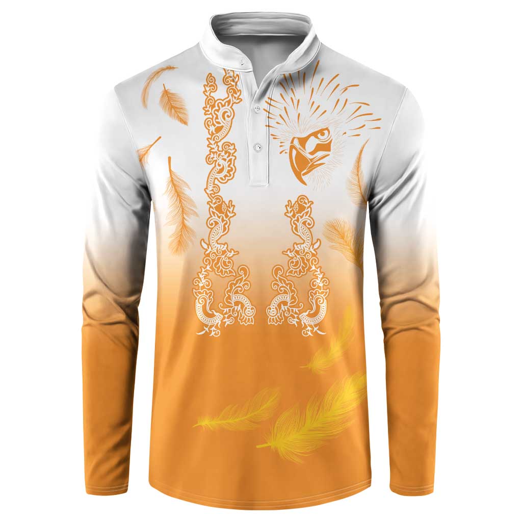Philippines National Costume Style Button Sweatshirt Barong Tagalog and Eagle Feather Orange Color LT03 Orange - Polynesian Pride