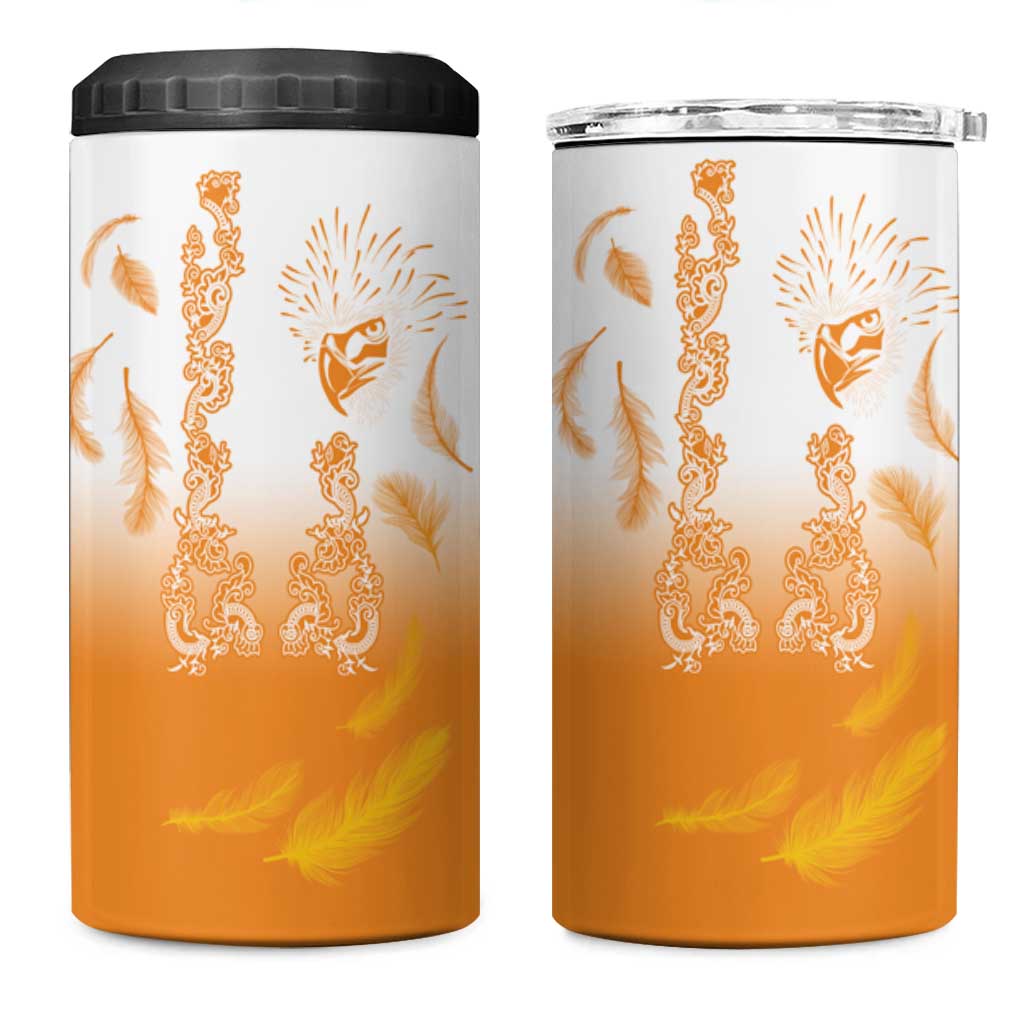 Philippines National Costume Style 4 in 1 Can Cooler Tumbler Barong Tagalog and Eagle Feather Orange Color LT03 One Size: 16 oz Orange - Polynesian Pride